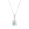 Thumbnail Image 1 of Cushion-Cut Aquamarine & White Lab-Created Sapphire Necklace Sterling Silver 18"