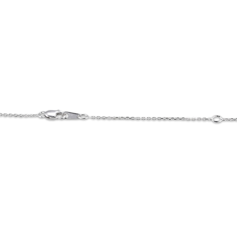 Main Image 4 of Cushion-Cut Aquamarine & White Lab-Created Sapphire Necklace Sterling Silver 18"