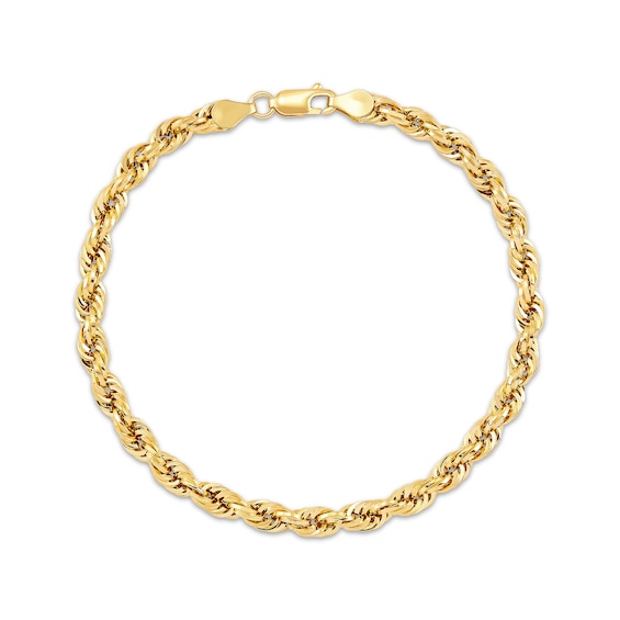 Rope Chain Bracelet 4.8mm Hollow 10K Yellow Gold 9"