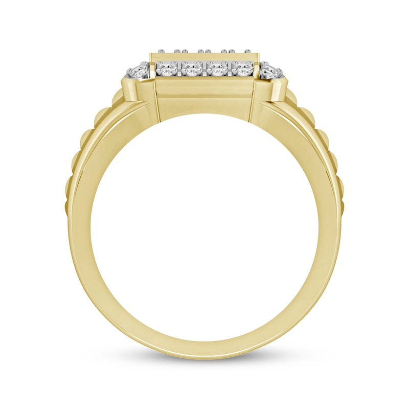 Main Image 3 of Men's Multi-Diamond Center Grid Ring 1/2 ct tw 10K Yellow Gold