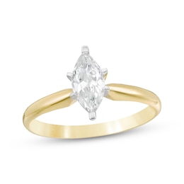 Certified Marquise-Cut Diamond Solitaire Engagement Ring 1 ct tw 14K Yellow Gold (I/I1)
