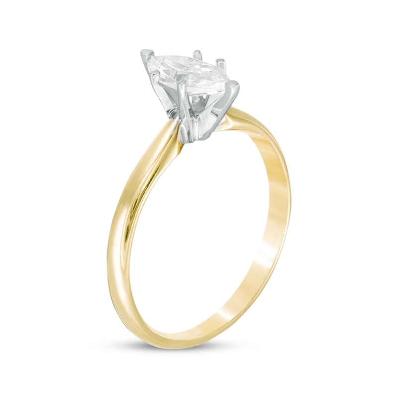 Main Image 2 of Adore Certified Marquise-Cut Diamond Solitaire Engagement Ring 1 ct tw 14K Yellow Gold (I/I1)