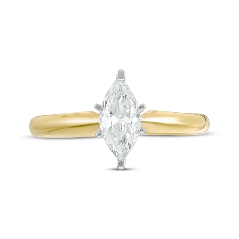 Main Image 4 of Adore Certified Marquise-Cut Diamond Solitaire Engagement Ring 1 ct tw 14K Yellow Gold (I/I1)