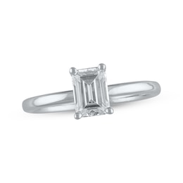 Lab-Grown Diamonds Emerald-Cut Solitaire Engagement Ring 1 ct tw 14K White Gold (F/SI2)