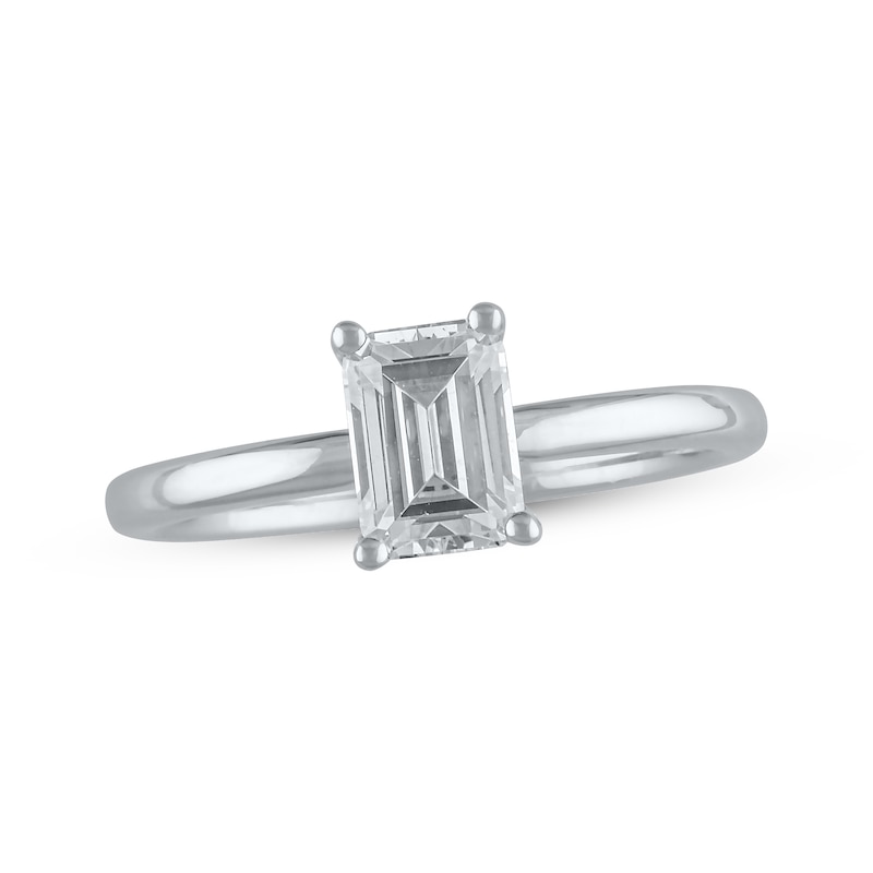 Main Image 1 of Lab-Grown Diamonds Emerald-Cut Solitaire Engagement Ring 1 ct tw 14K White Gold (F/SI2)