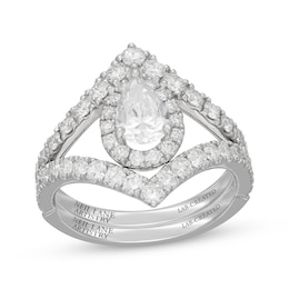 Neil Lane Artistry Pear-Shaped Lab-Grown Diamond Chevron Bridal Set 1-7/8 ct tw 14K White Gold