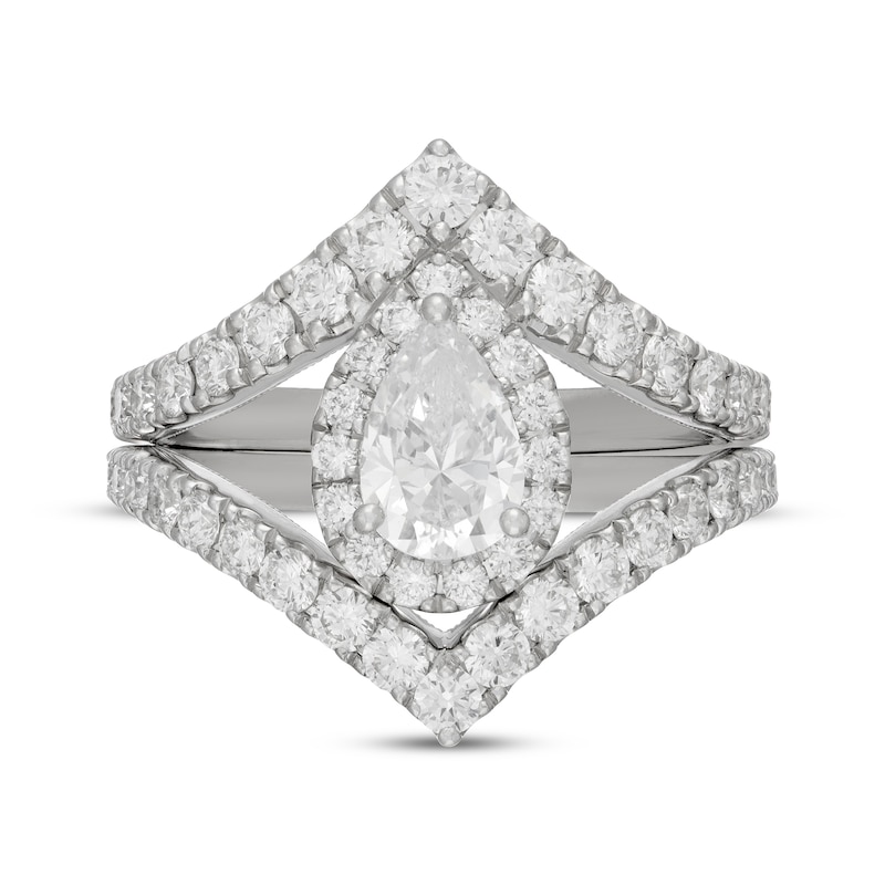 Main Image 3 of Neil Lane Artistry Pear-Shaped Lab-Grown Diamond Chevron Bridal Set 1-7/8 ct tw 14K White Gold