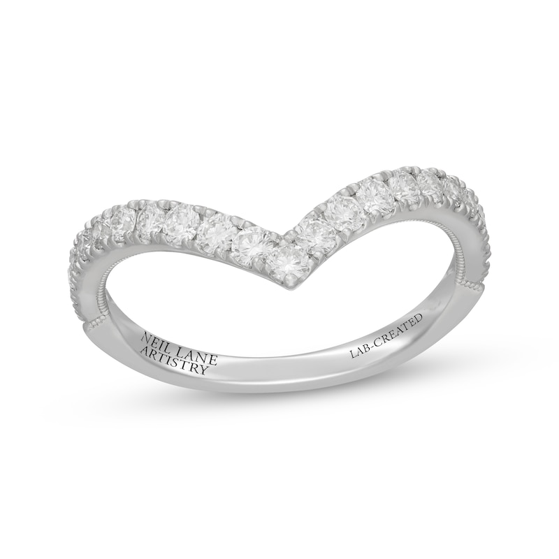 Main Image 7 of Neil Lane Artistry Lab-Grown Diamond Chevron Wedding Band 1/2 ct tw 14K White Gold