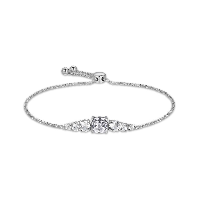 Cushion & Round-Cut White Lab-Created Sapphire Bolo Bracelet Sterling Silver
