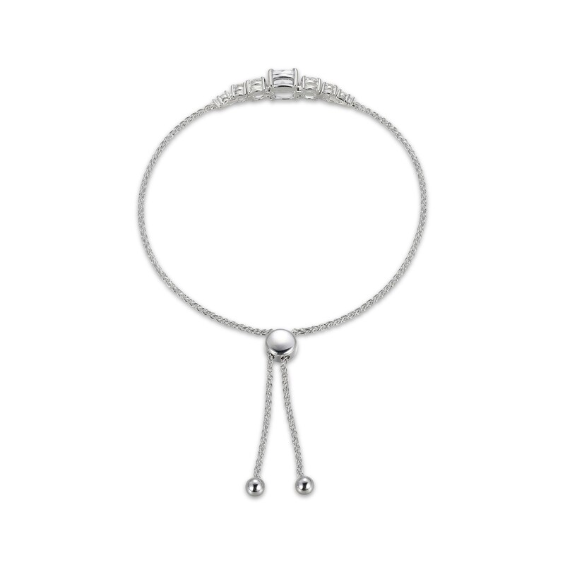 Cushion & Round-Cut White Lab-Created Sapphire Bolo Bracelet Sterling Silver