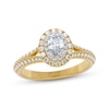 Thumbnail Image 1 of THE LEO Prisma Diamond Oval-Cut Halo Engagement Ring 3/4 ct tw 14K Two-Tone Gold
