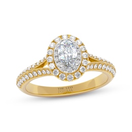 THE LEO Prisma Diamond Oval-Cut Halo Engagement Ring 3/4 ct tw 14K Two-Tone Gold