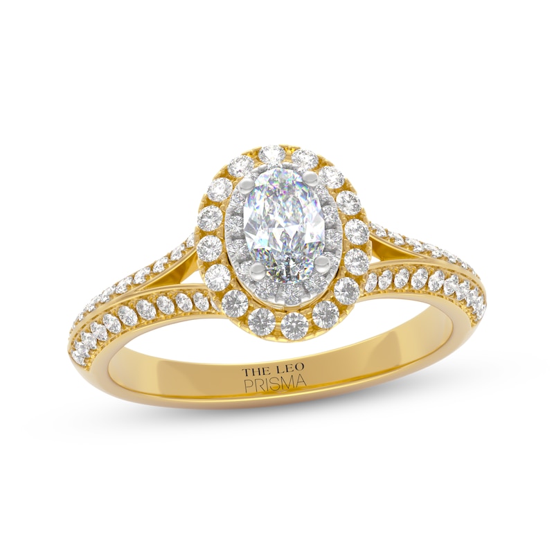 Main Image 1 of THE LEO Prisma Diamond Oval-Cut Halo Engagement Ring 3/4 ct tw 14K Two-Tone Gold