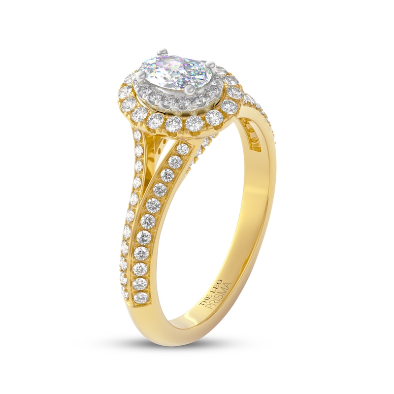 Main Image 2 of THE LEO Prisma Diamond Oval-Cut Halo Engagement Ring 3/4 ct tw 14K Two-Tone Gold