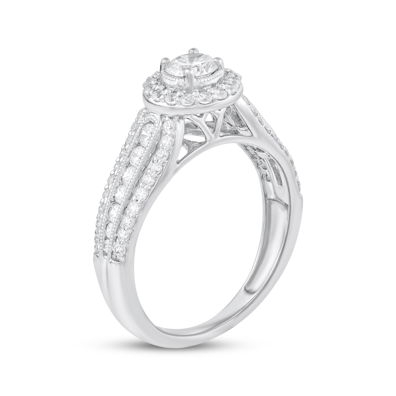 Main Image 2 of Adore Round-Cut Diamond Halo Engagement Ring 1 ct tw 10K White Gold