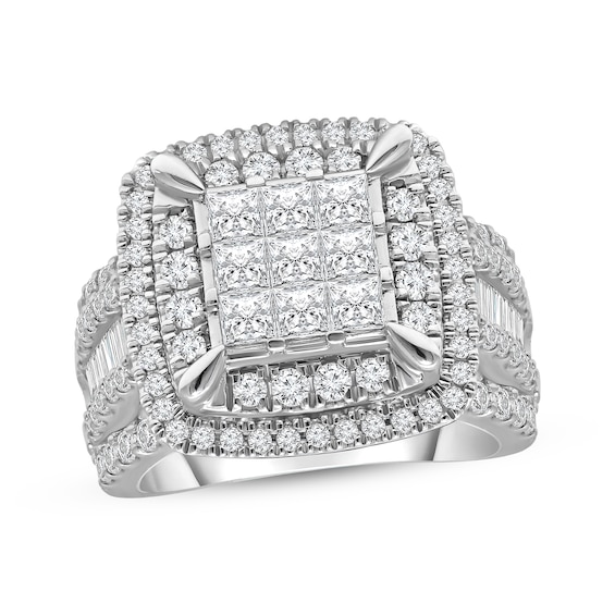 Adore Princess-Cut Multi-Diamond Center Engagement Ring 3 ct tw 10K White Gold