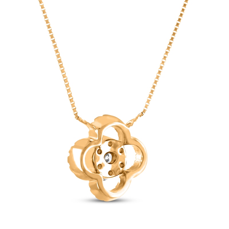 Multi-Diamond Clover Necklace 1/3 ct tw 14K Yellow Gold 18"