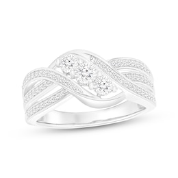 Diamond Three-Stone Swirl Fashion Ring 1/4 ct tw 10K White Gold