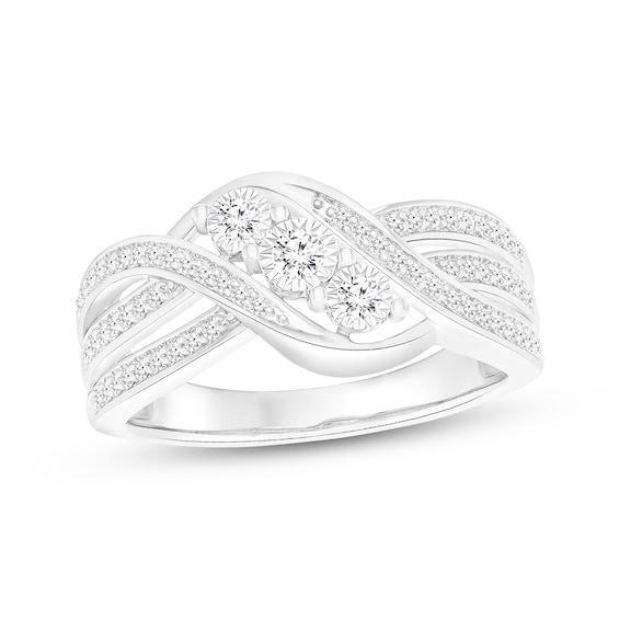 Diamond Three-Stone Swirl Fashion Ring 1/4 ct tw 10K White Gold
