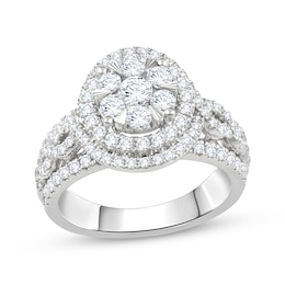 Adore Multi-Diamond Double Halo Engagement Ring 1-1/2 ct tw 14K White Gold