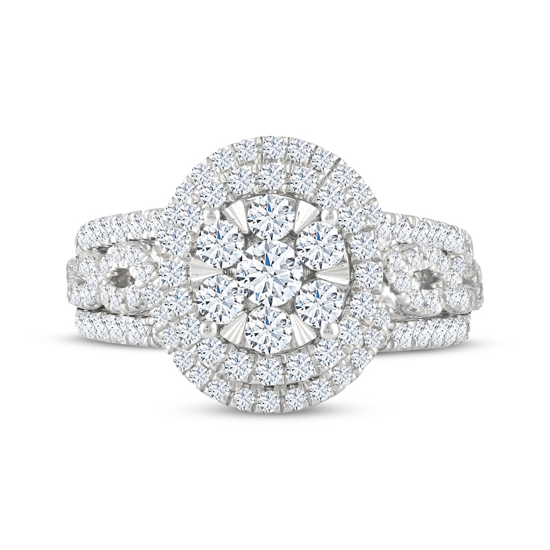 Main Image 3 of Adore Multi-Diamond Double Halo Engagement Ring 1-1/2 ct tw 14K White Gold