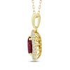 Thumbnail Image 2 of KAY Lab-Grown Diamonds Oval-Cut Lab-Created Ruby Starburst Frame Necklace 1/2 ct tw 14K Yellow Gold 18"