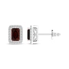 Thumbnail Image 1 of Octagon-Cut Garnet & White Lab-Created Sapphire Stud Earrings Sterling Silver