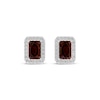 Thumbnail Image 2 of Octagon-Cut Garnet & White Lab-Created Sapphire Stud Earrings Sterling Silver