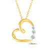 Thumbnail Image 1 of Diamond Three-Stone Tilted Heart Necklace 1/6 ct tw 10K Yellow Gold 18"