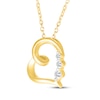 Thumbnail Image 2 of Diamond Three-Stone Tilted Heart Necklace 1/6 ct tw 10K Yellow Gold 18"