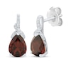Thumbnail Image 1 of Pear-Shaped Garnet & White Lab-Created Sapphire Drop Earrings Sterling Silver