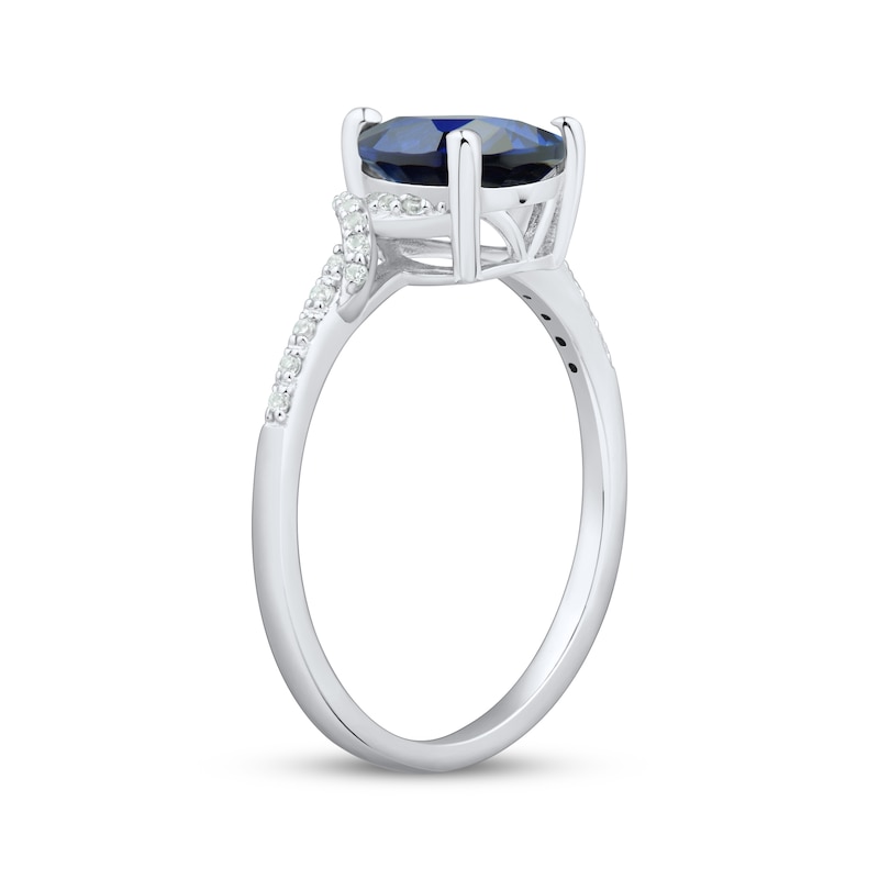 Main Image 2 of Pear-Shaped Blue Lab-Created Sapphire & White Lab-Created Sapphire Ring Sterling Silver