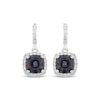 Thumbnail Image 2 of Cushion-Cut Lab-Created Alexandrite & White Lab-Created Sapphire Halo Drop Earrings Sterling Silver