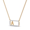 Thumbnail Image 2 of Diamond A Initial Rectangle Necklace 1/10 ct tw 10K Yellow Gold 18"