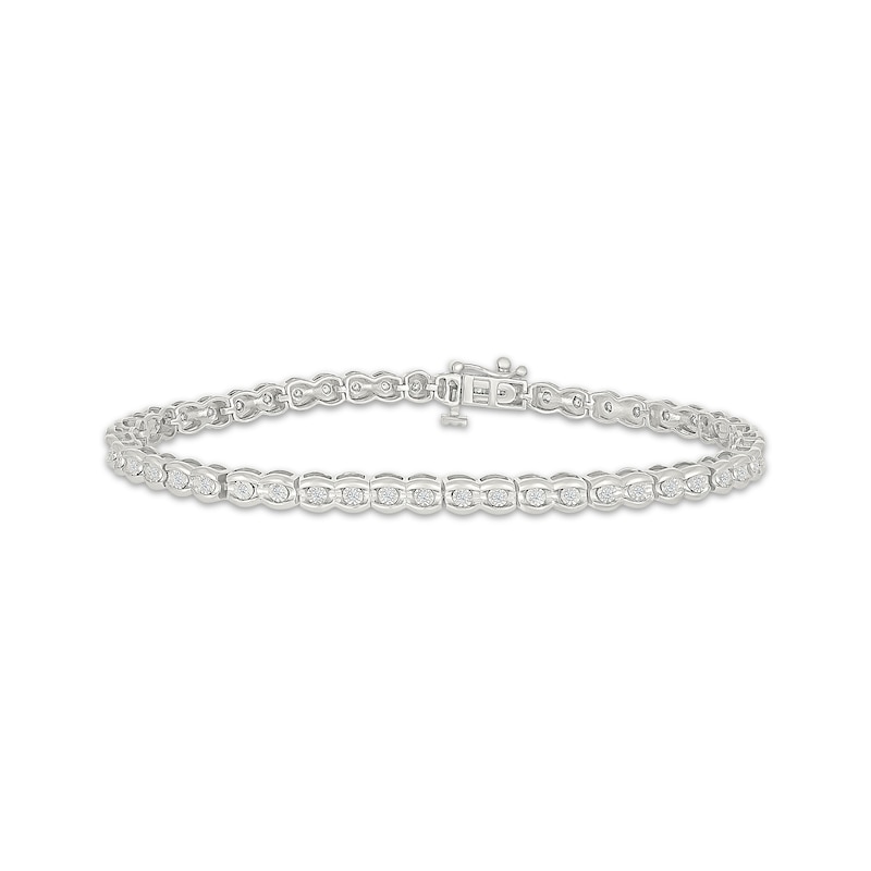 Main Image 1 of Diamond Scalloped Link Bracelet 1/4 ct tw Sterling Silver 7.25"