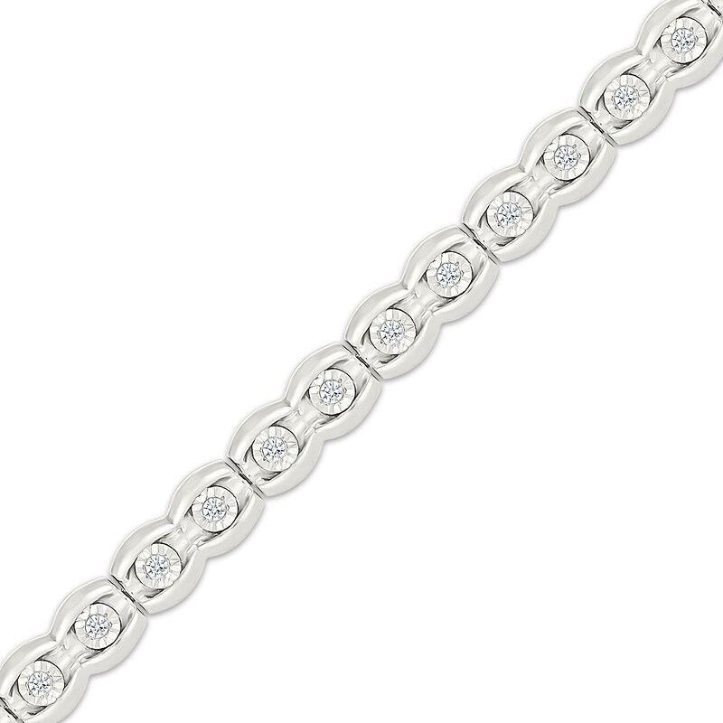 Main Image 2 of Diamond Scalloped Link Bracelet 1/4 ct tw Sterling Silver 7.25"