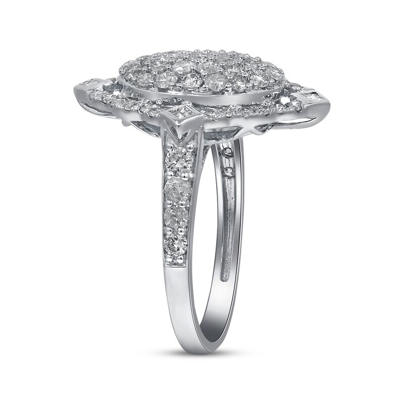 Main Image 2 of Multi-Diamond Oval Ring 1-1/3 ct tw 14K White Gold