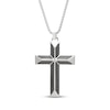 Thumbnail Image 1 of Men's Black Carbon Fiber Cross Necklace Stainless Steel 24"