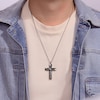 Thumbnail Image 3 of Men's Black Carbon Fiber Cross Necklace Stainless Steel 24"