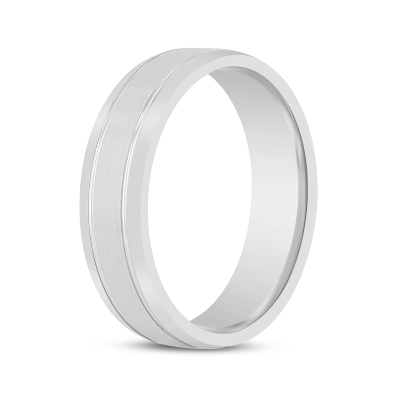 Main Image 2 of Men's Brushed Wedding Band 10K White Gold 6mm