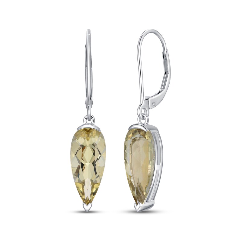 Main Image 1 of Pear-Shaped Lemon Quartz Drop Earrings Sterling Silver