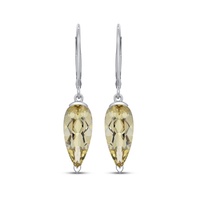 Main Image 2 of Pear-Shaped Lemon Quartz Drop Earrings Sterling Silver