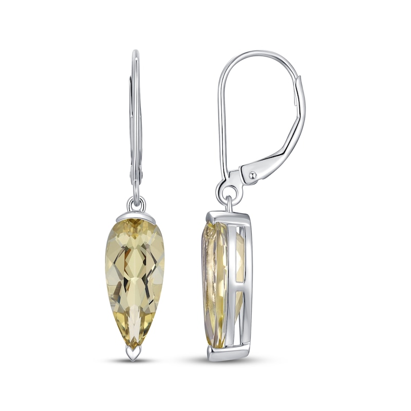 Main Image 3 of Pear-Shaped Lemon Quartz Drop Earrings Sterling Silver