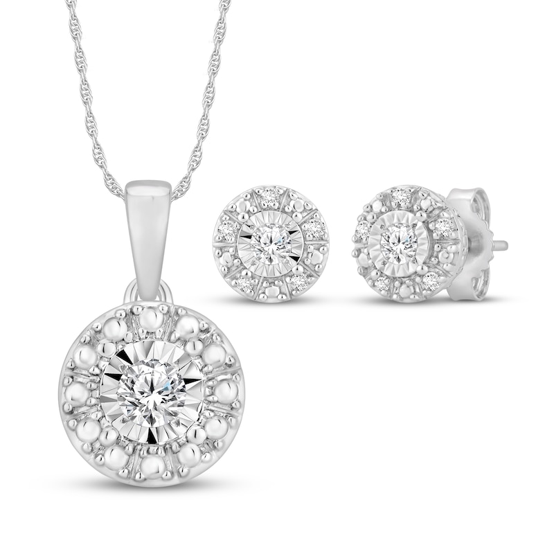 Main Image 1 of Diamond Halo Gift Set 1/5 ct tw Sterling Silver