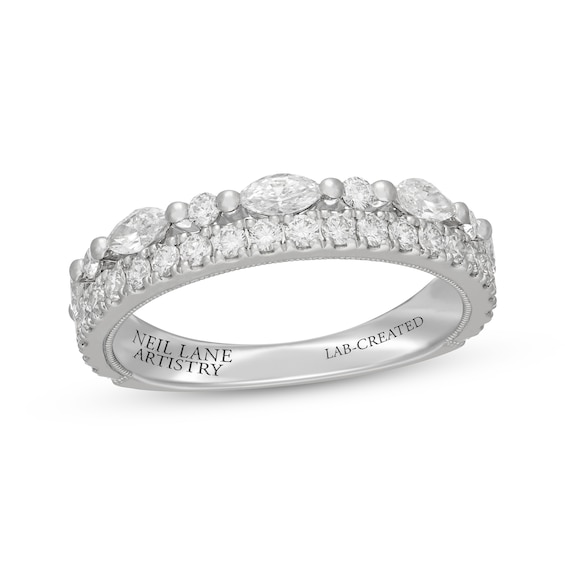 Neil Lane Artistry Marquise & Round-Cut Lab-Grown Diamond Anniversary Ring 1 ct tw 14K White Gold