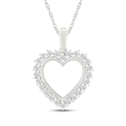 Diamond Vintage-Inspired Heart Necklace 3/8 ct tw Sterling Silver 18"