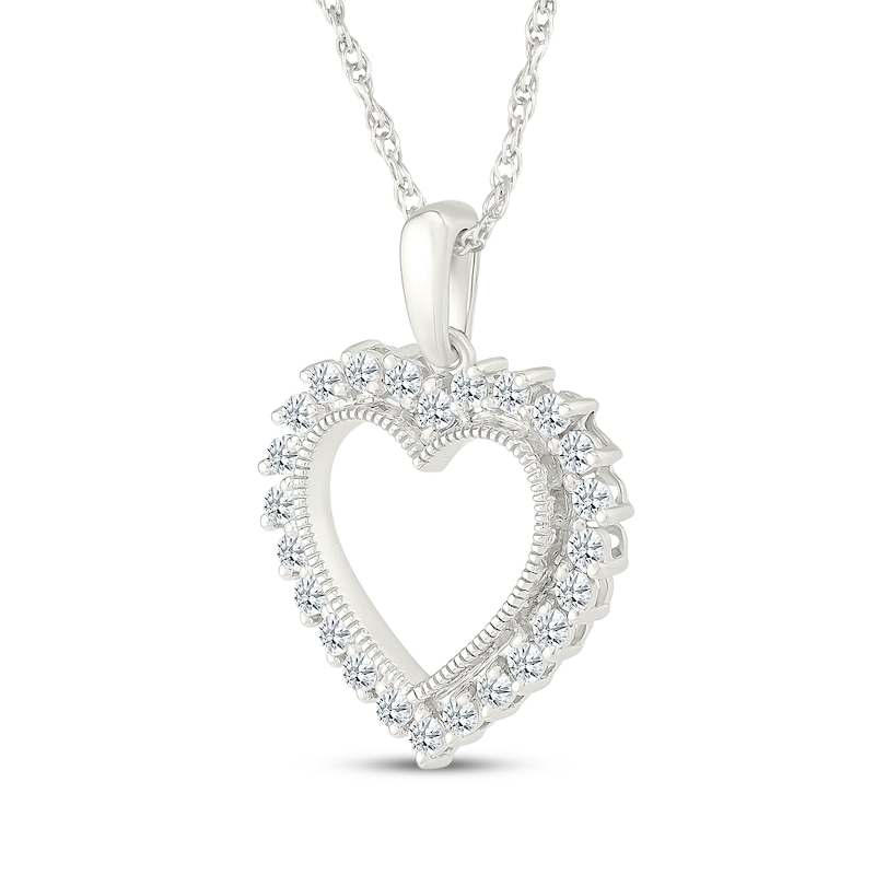 Main Image 2 of Diamond Vintage-Inspired Heart Necklace 3/8 ct tw Sterling Silver 18"