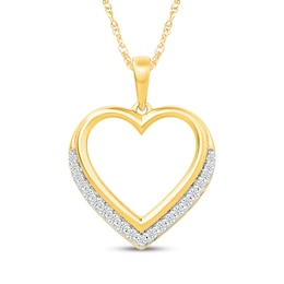 Diamond Open Heart Necklace 1/8 ct tw 10K Yellow Gold 18"