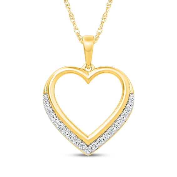 Diamond Open Heart Necklace 1/8 ct tw 10K Yellow Gold 18"