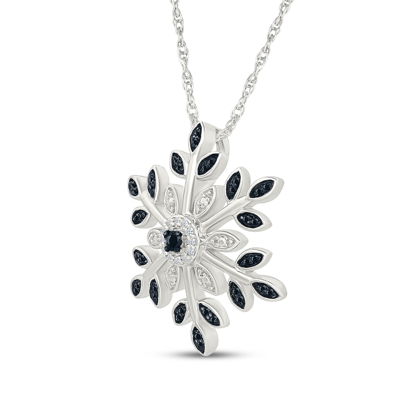 Main Image 2 of Black & White Diamond Snowflake Necklace 1/10 ct tw Sterling Silver 18"